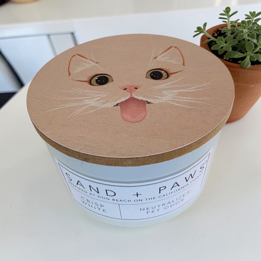 New Sand + Paws Cat Crisp White Fragrance Scented Pet Odor Neutralize Wax Candle